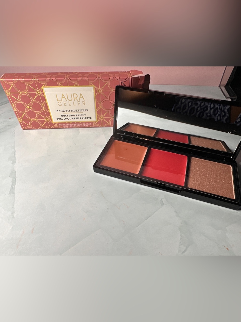 Laura Geller Peach and Red Cream Blush & Lip Palette